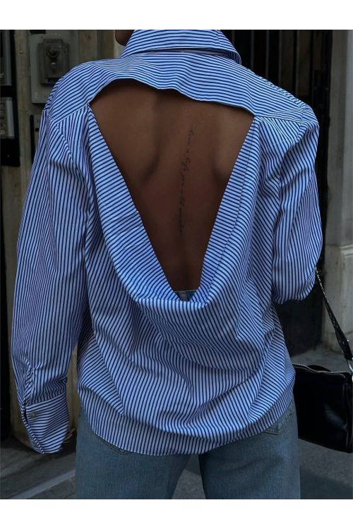 Striped Backless Shirt