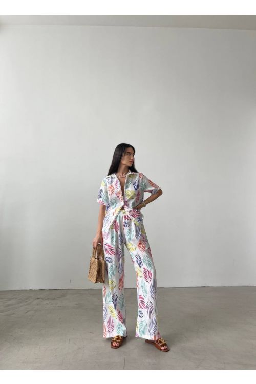 Colorful Patterned Suit - White