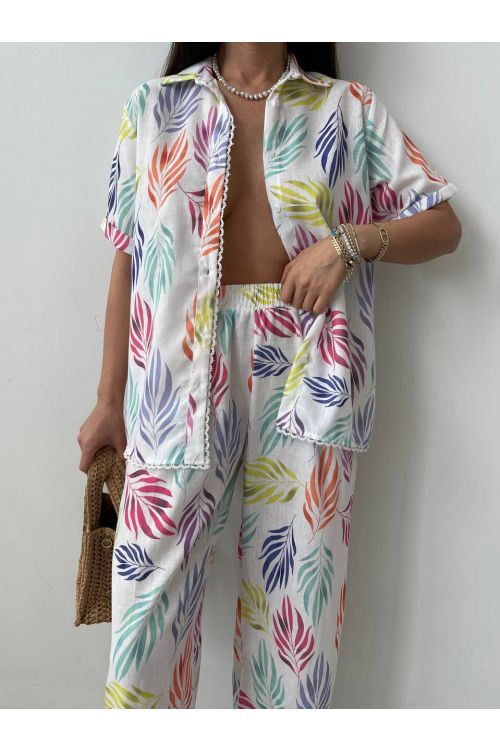 Colorful Patterned Suit - White