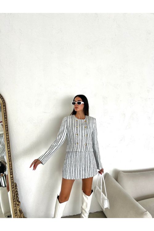 Striped Suit - Ecru & Black